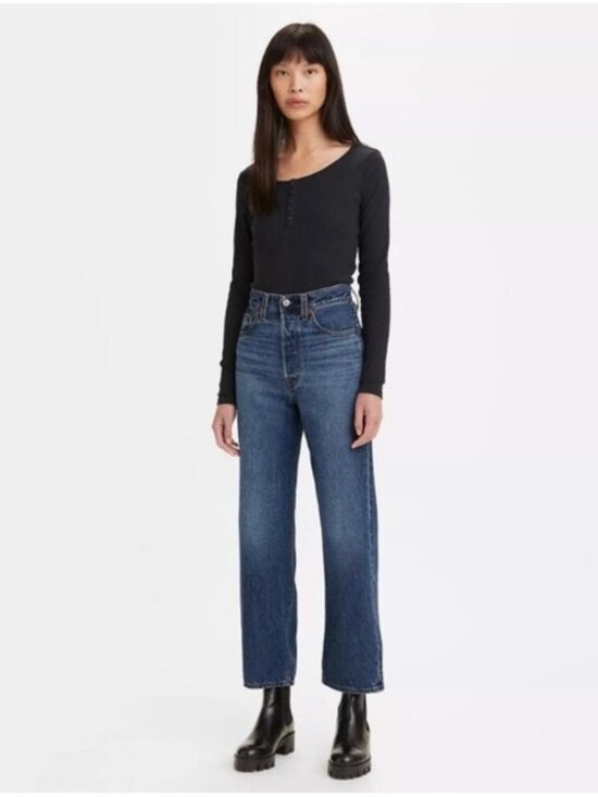 Denim - Levis Ribcage Straight Ankle in Noe Fog 26 26L ankle